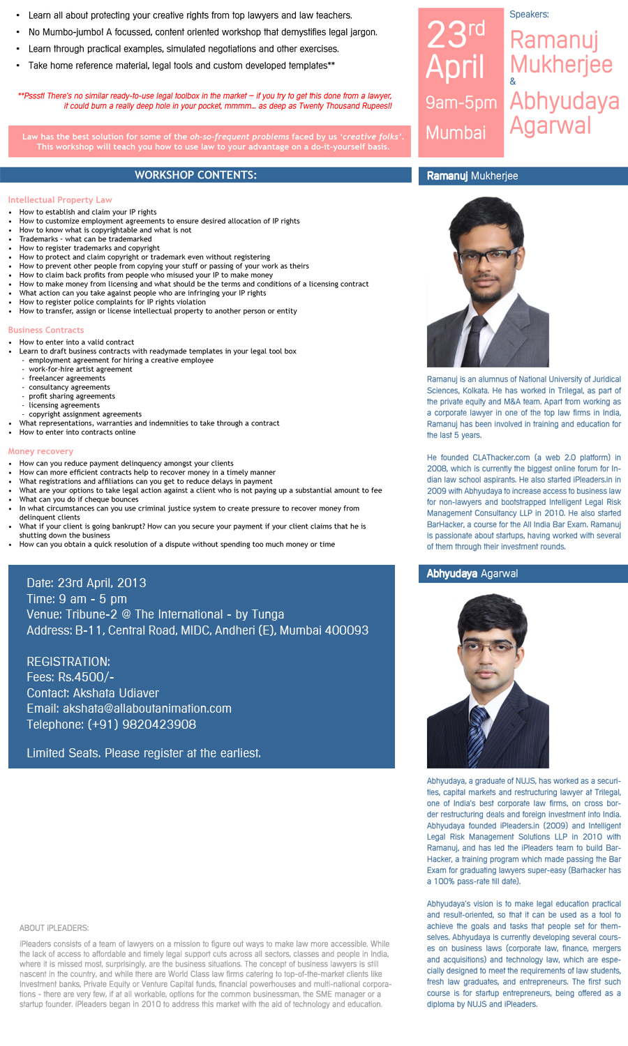 Upcoming Workshop: Self-defense for Creative People - 23rd April, Mumbai